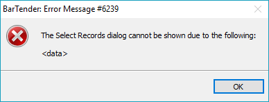 TSC打印軟件Bartender 錯誤提示＃6239
